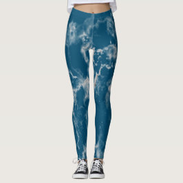 Snyggt Blue White Aqua Marble Mönster Cute Girly Leggings