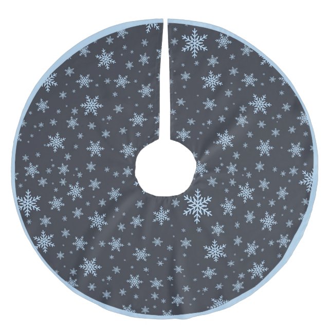Snyggt Blue White Snowflake Mönster Julgransmatta Borstad Polyester (Framsidan)