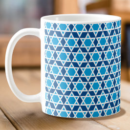 Snyggt Blue & White Star Mönster Kaffemugg