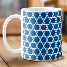 Snyggt Blue & White Star Mönster Kaffemugg