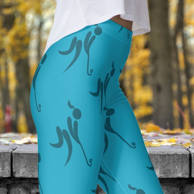 Snyggt Blue Womens Hockey Mönster Leggings (Womens Hockey on Pacific Blue Leggings)