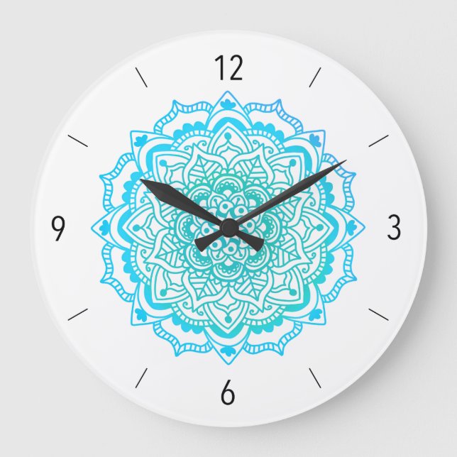 Snyggt Bohemian Turcos Mandala Large Clock Stor Klocka (Framsida)