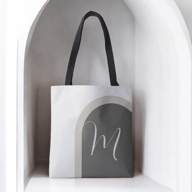 Snyggt Boho Arch med skriptmonogram Tygkasse (Personalize this stylish tote with your monogram initial.)