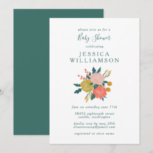 Snyggt Boho Blommigt Art Simple Baby Shower Inbjudningar
