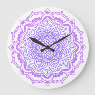 Snyggt Boho Bohemian Yoga Lila Mandala Stor Klocka