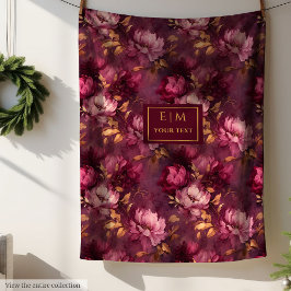 Snyggt Boho  Burgundy Guld Personlig Fleecefilt