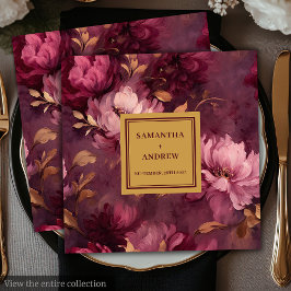 Snyggt Boho Burgundy  Napkins Guld Bröllop Pappersservett
