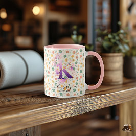 Snyggt Boho Chic Blommigt Monogram Mugg - K