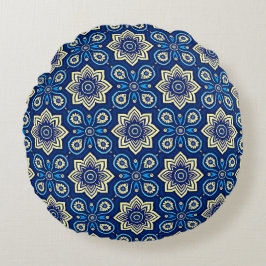 Snyggt Boho Chic Blommönster Rund Kudde