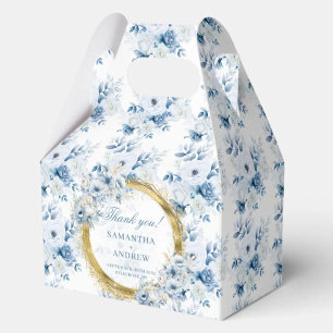 Snyggt Boho Dusty Blue Guld Wedor Favor Box Presentaskar