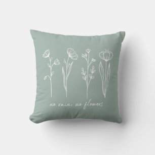 Snyggt Boho Flower inspirational Quote Sage Grönt Kudde