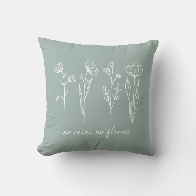 Snyggt Boho Flower inspirational Quote Sage Grönt Kudde (Framsida)