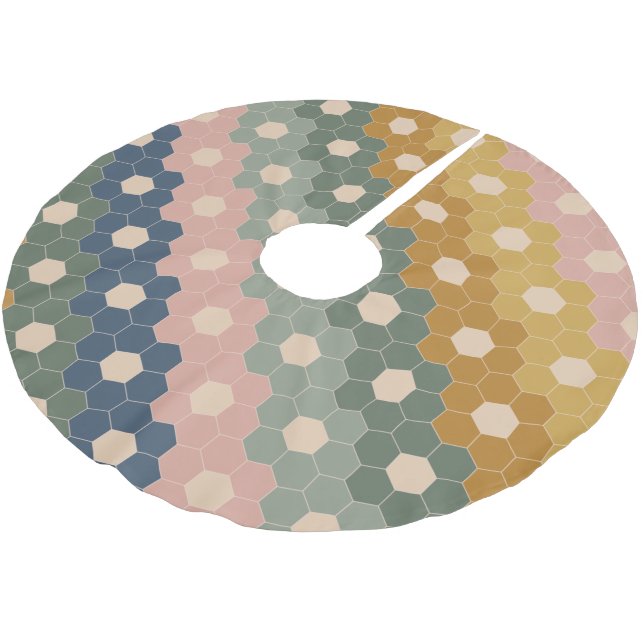 Snyggt Boho Geometric Mönster Blue Grönt  Julgransmatta Borstad Polyester (Vinklad)