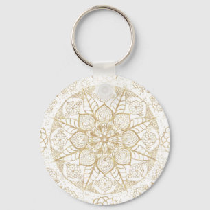 Snyggt boho hand plockade golden mandala nyckelring