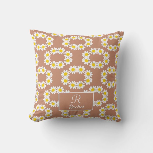 Snyggt Boho Monogram Terracotta Kudde (Framsida)