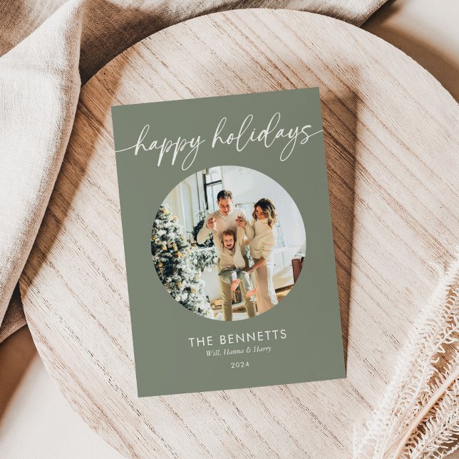 Snyggt Boho Script Glad helg Photo Julkort (Skapare uppladdad)