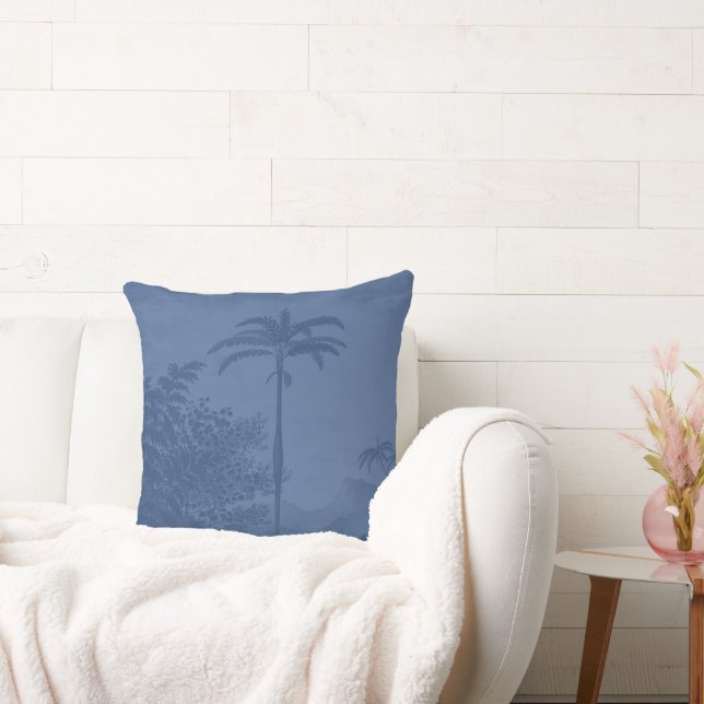 Snyggt Boho Vintage Handflatan Träd Bohemian Blue Kudde (Soffa)