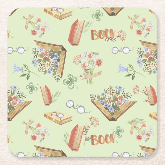 Snyggt boktematiserat pappersunderlägg underlägg papper kvadrat (Framsidan)