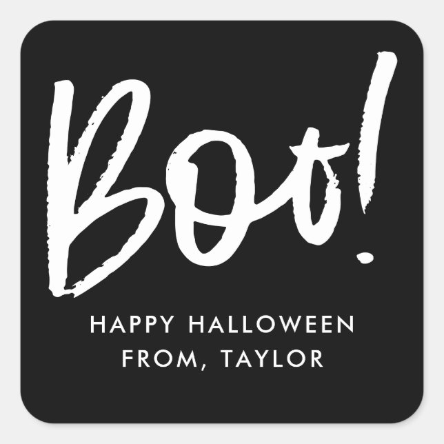 Snyggt Boo Halloween Fyrkantigt Klistermärke (Framsida)