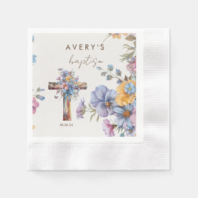 Snyggt Botanisk baptism kor elegant Pappersservett (Framsidan)