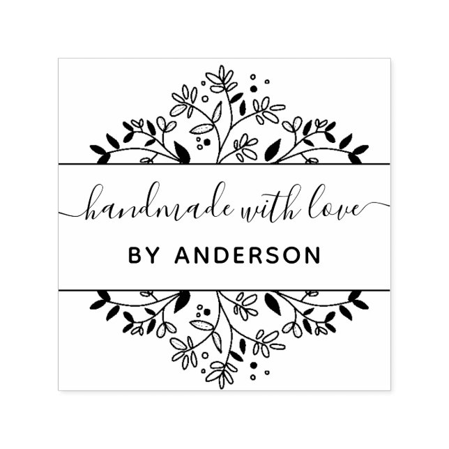 snyggt botaniskt handtillverkat självinkande frimä självfärgande stämpel (Design)