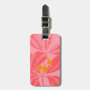 Snyggt Botaniskt naturkonst Löv i Rosa och rött Bagagebricka