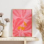 Snyggt Botaniskt naturkonst Löv i Rosa och rött Poster<br><div class="desc">En söt illustration av en banan löv i rosa och rött.</div>