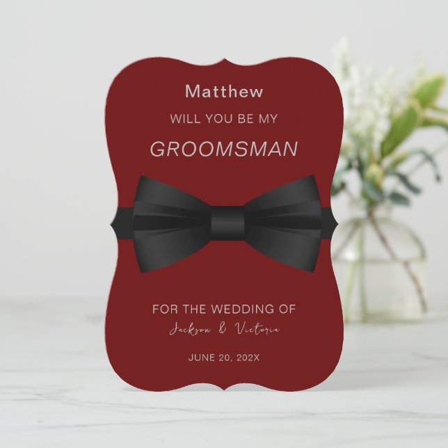 Snyggt Bowtie Groomsman Inbjudningar (Stående Fram)