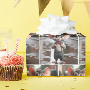 Snyggt Boy Mouse i en Alley Presentpapper