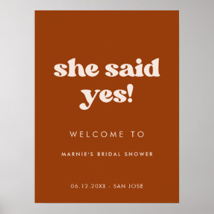 Snyggt Bränd Orange Hon sa ja Möhippa Poster