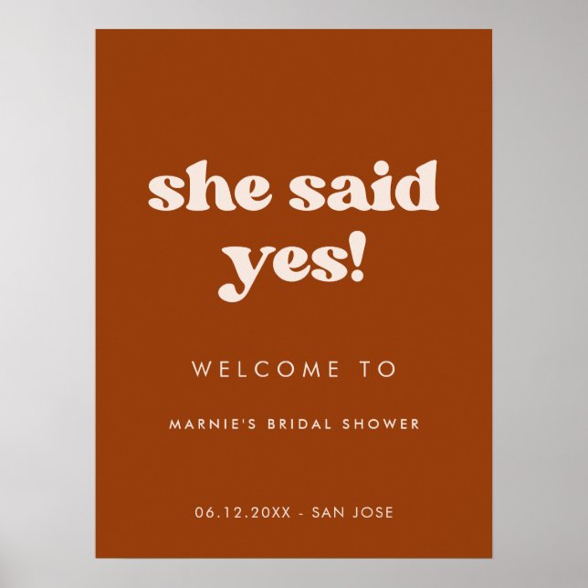 Snyggt Bränd Orange Hon sa ja Möhippa Poster (Framsidan)