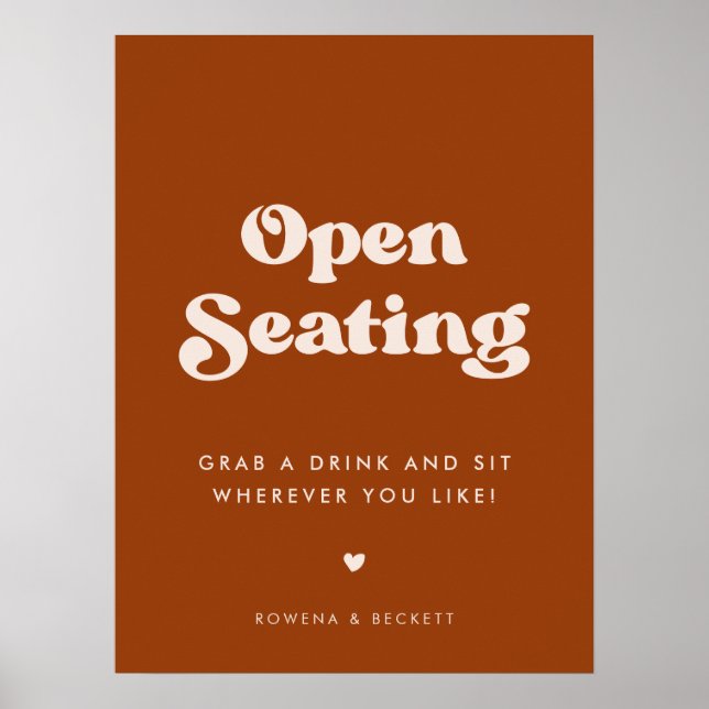 Snyggt - Bränd Orange - öppet säte Bröllop Poster (Framsidan)