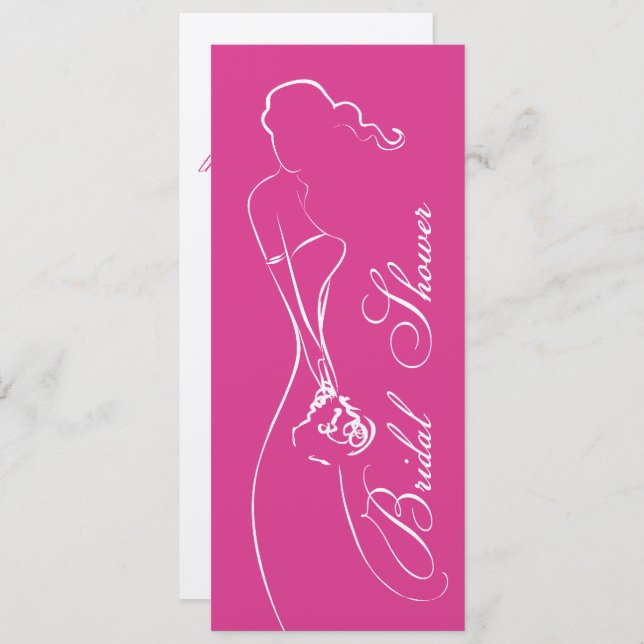 Snyggt Bride Fuschia Inbjudningskort för möhippan (Fram/baksida)