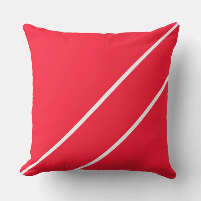 Snyggt Bright Nautical Red White Diagonal Rand Kudde (Framsida)