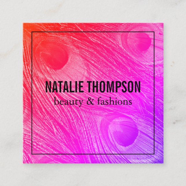 Snyggt Bright Peacock Feathers Fyrkantigt Visitkort (Framsida)