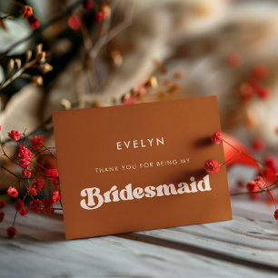 Snyggt Brinnande Orange Bridesmaid tackkort Inbjudningar