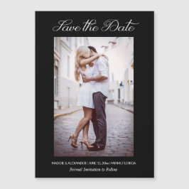 Snyggt Bröllop Förlovning Photo Black Spara Date Magnetisk Inbjudningskort