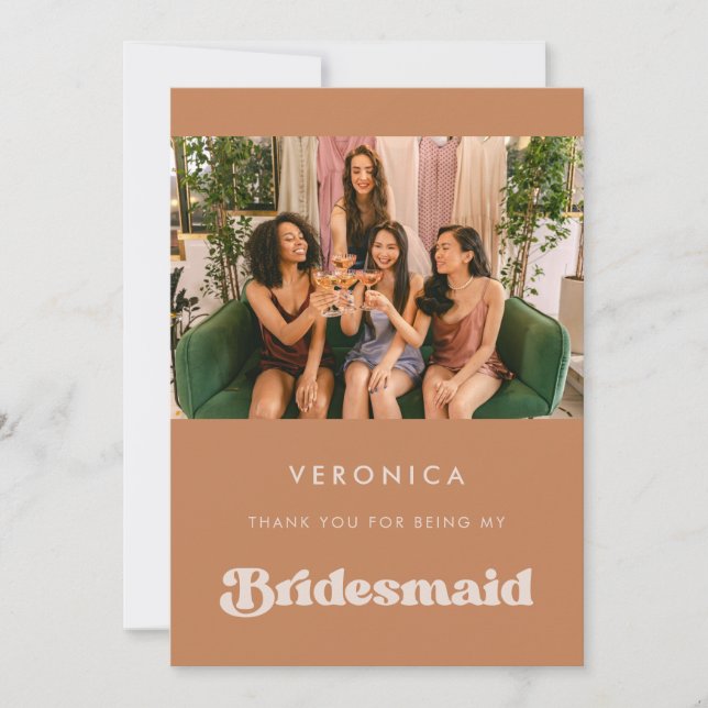 Snyggt Brown Bridesmaid Tack för fotokortet Inbjudningar (Framsida)