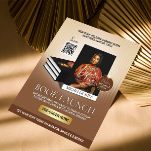 Snyggt Brown & Guld Author Bok Launch Release Reklamblad