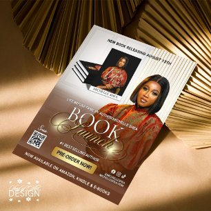 Snyggt Brown & Guld Author Bok Launch Release Reklamblad