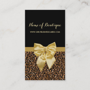 Snyggt Brown Leopard Skriv ut Gulten Girly Ribbon Visitkort