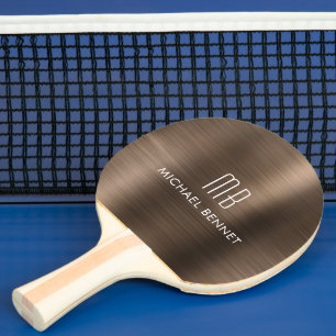 Snyggt Brown Metallic Monogram Namn Pingisracket