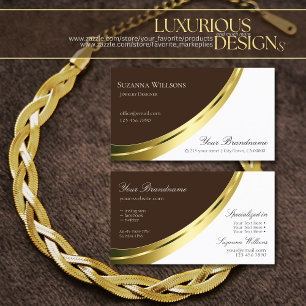 Snyggt Brown och White med dekorativ Guld Decor Visitkort