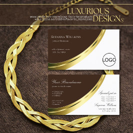 Snyggt Brown och White Noble Guld Decor med Logoty Visitkort