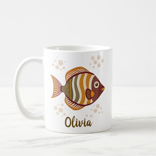 Snyggt Brown Tropical Fish Kaffemugg (Vänster)