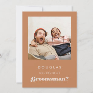 Snyggt brun Kommer du att bli mitt Groomsman-fotok Inbjudningar