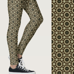 Snyggt brun och tan geometriskt mönster leggings