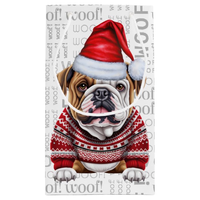 Snyggt Bulldog och Woof Ord Art-jul (Baksidan)