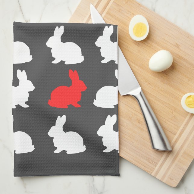 Snyggt Bunny Bunnies Rabbits Mönster Kökshandduk (Vikt i Fjärdedel)