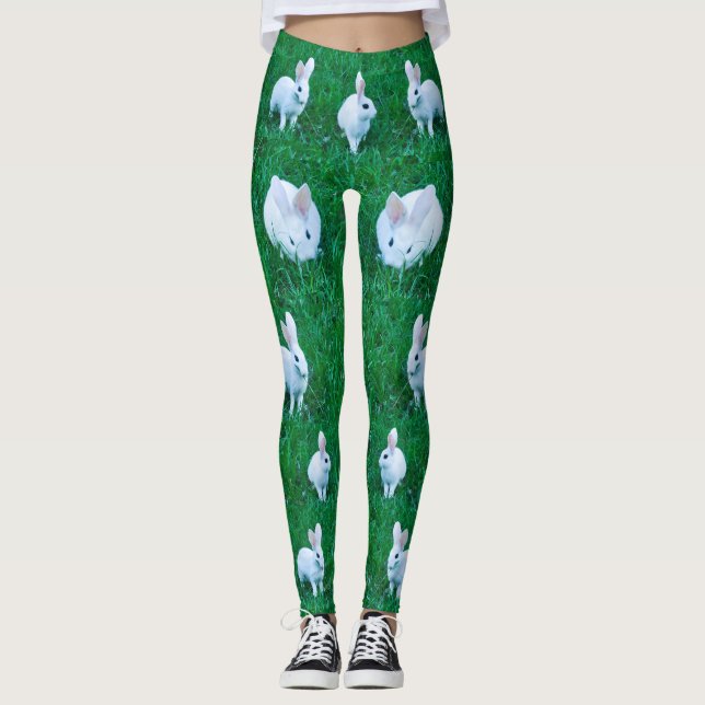 Snyggt Bunny Rabbit Animal Grass Leggings (Framsida)